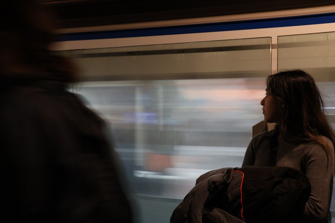 couple meeting on metro
